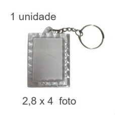 Chaveiro Acrílico Moldura 2,8x4 Alça e Corrente - unidade (10 ou + no PIX R$ 0,90 cada)