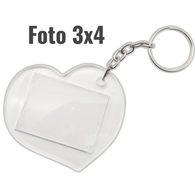 Chaveiro Coração 3x4 c/ Corrente - unidade (10 ou + no Dinheiro R$ 1,08 cada)