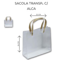 Sacola Presente Plastica Transparente - Alça Sintetica 24x22x8 - Média - Cod.:202