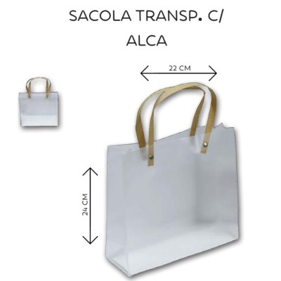 Sacola Presente Plastica Transparente - Alça Sintetica 24x22x8 - Média - Cod.:202