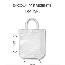 Sacola Presente Plastica PVC Transparente 25x18x8 - Média - cod.:314