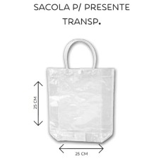 Sacola Presente Plastica PVC Transparente 25x25x8 - Grande - cod.:315