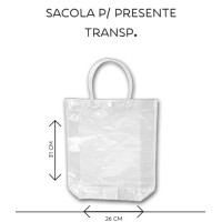 Sacola Presente Plastica PVC Transparente 31x26x8 - Grande - cod.:316