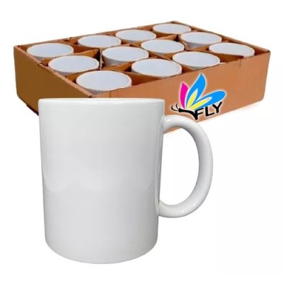 Caneca Porcelana Branca 325ml ( Fly ) - Sublimação AAA