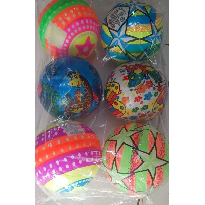 Bola Vinil Cheio - Com 6 bolas Colorida Sortido - Moda Praia (nesta embalagem sai no PIX R$ 3,30 cada bola)