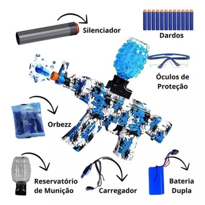 Brinquedo Arma de Gel e Dardo Automatica Shooting Elite 2 em 1