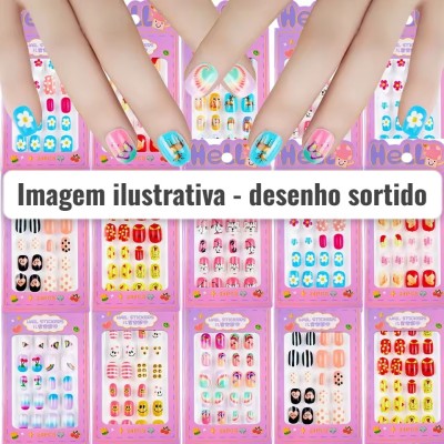 Unha postiça infantil 5 a 12 anos - unidade sortido