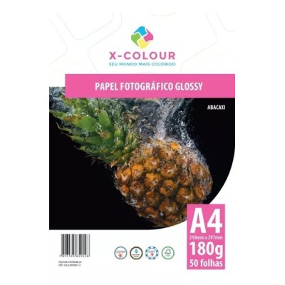 Papel Glossy A4 - 180gr (cod 27) - Pacote 50 folhas - Fotográfico Brilho - X-Color