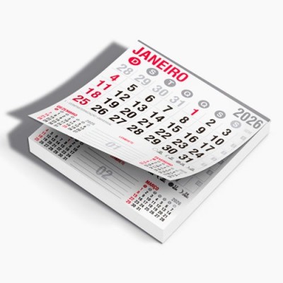 Bloco de Calendário - Ima de Geladeira - 5x4 - c/20 unidades - 2026