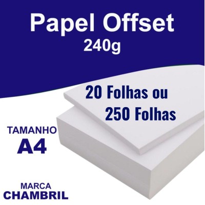 Papel Chambrill - offset A4 - 240gr - Pacote 20 ou 250 folhas