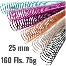 Espiral Metalico - 25mm - em aço p/160 Folhas - Pct 5 unidades