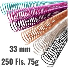 Espiral Metalico - 33mm - em aço p/250 Folhas - Pct 5 unidades