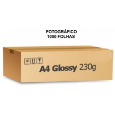 Caixa de Papel Glossy 230g - 1000 folhas - Fotográfico Brilho (pacote de 20 folhas no PIX sai a 7,98)
