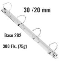 Ferragem para Fichario - 4 Argolas D | 30/20 MM | BASE 292