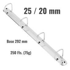 Ferragem para Fichario - 4 Argolas D | 25/20 MM | BASE 292 Ferragem para Fichario - 4 Argolas D | 25/20 MM | BASE 292