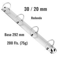 Ferragem para Fichario - 4 Argolas Redonda | 30/20 MM | BASE 292