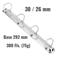 Ferragem para Fichario - 4 Argolas D | 30/26 MM | BASE 292