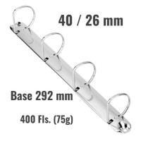 Ferragem para Fichario - 4 Argolas D | 40/26 MM | BASE 292