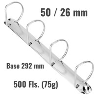 Ferragem para Fichario - 4 Argolas D |50/26 MM | BASE 292 - A4 Ferragem para Fichario - 4 Argolas D |50/26 MM | BASE 292 - A4