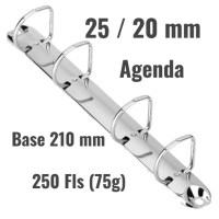 Ferragem para Fichario - 4 Argolas D|25/20 MM|BASE 210 - A5 - Agenda
