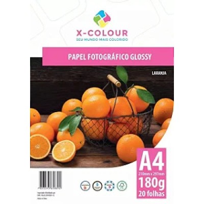 Papel Glossy A4 - 180gr - Pacote 20 folhas - Fotográfico Brilho - X-Color - (Acima de 5 pacotes no PIX R$ 7,65 cada)