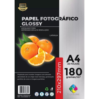 Papel Glossy A4 - 180gr Pacote 20 folhas - Fotográfico Brilho (Acima de 5 pacotes no PIX R$ 7,65 cada)