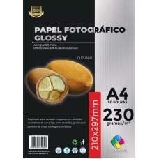 Papel Glossy A4 - 230gr (cod 29) fotografico Brilho - Pacote 50 folhas