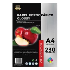 Papel Glossy A4 - 230gr - Pacote 20 folhas -(Acima de 5 unidades no PIX R$ 7,99 cada)