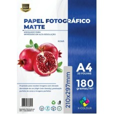 Papel Matte A4 - 180gr - Pacote 20 folhas - X-Color - (Acima de 5 pacotes no PIX R$ 6.66 cada)