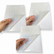 Vinil Holografico Adesivo A4 130g - BOPP Laminação a Frio - 5 Folhas