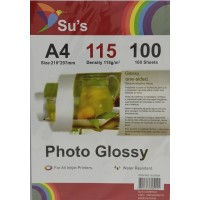 Papel Glossy A4 - 115gr Sus - 100 folhas - Fotográfico Brilho
