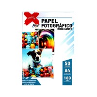 Papel Glossy A4 - 180gr ( Make + ) - Pacote 50 folhas - Fotográfico Brilho 