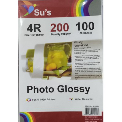 Papel Glossy 10x15 - 200gr - 100 folhas - Fotográfico Brilho Papel Glossy 10x15 - 200gr - 100 folhas - Fotográfico Brilho