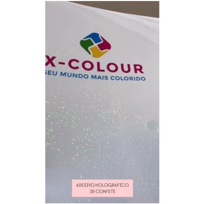 Vinil - Plastico PVC Adesivo - (Fundo Branco) Holografico Confete - 5 folhas Vinil - Plastico PVC Adesivo - (Fundo Branco) Holografico Confete - 5 folhas