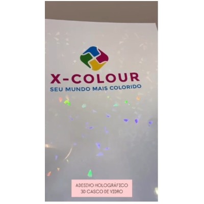Vinil - Plastico PVC Adesivo - (Fundo Branco) Holografico Caco de Vidro - 5 folhas Vinil - Plastico PVC Adesivo - (Fundo Branco) Holografico Caco de Vidro - 5 folhas