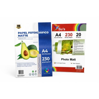 Papel Matte A4 - 230gr - Pacote 20 folhas
