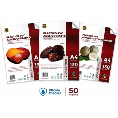 Vinil Plastico PVC Adesivo 130g - Pacote 50 folhas Vinil Plastico PVC Adesivo 130g - Pacote 50 folhas
