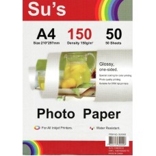 Papel Glossy Fotografico A4 - 150gr ( Su´s ) - Pacote 50 folhas - Brilho Papel Glossy Fotografico A4 - 150gr ( Su´s ) - Pacote 50 folhas - Brilho