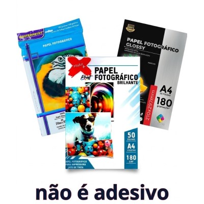 Papel Glossy Fotografico A4 - 180gr - Pacote 50 folhas - Brilho Papel Glossy Fotografico A4 - 180gr - Pacote 50 folhas - Brilho