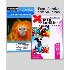 Papel Adesivo - A4 - c/ 50 folhas - Brilho