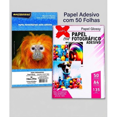 Papel Adesivo - A4 - c/ 50 folhas - Brilho Papel Adesivo - A4 - c/ 50 folhas - Brilho