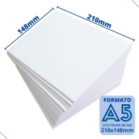 100 folhas - Papel - offset A5 - 75gr (14,8x21)