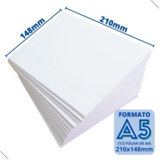 100 folhas - Papel - offset A5 - 75gr (14,8x21) - Pacote 100 Folhas