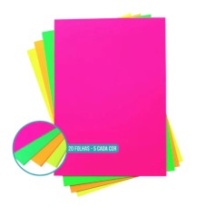 Papel Offset Mix Neon 4 cores 180G A4 - C/20 Folhas 