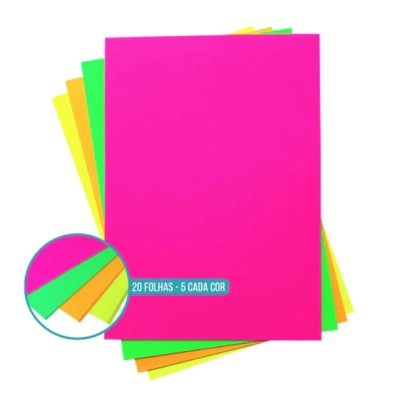 Papel Offset Mix Neon 4 cores 180G A4 - C/20 Folhas 