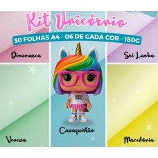 Papel Color Plus kit Unicornio 180G A4 ( Pacote C/ 30 Folhas )  - Massa Colorida 