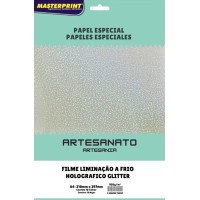 Laminação a Frio Adesivo A4 160g - Glitter/Confete - (Fundo Transparente) - Vinil BOPP - 10 Folhas